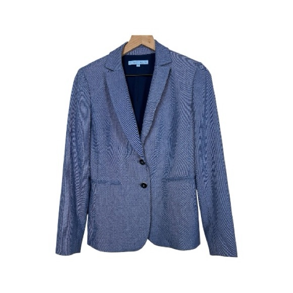 Antonio Melani. Women’s Blue Two Button Long Sleeves Lind Faux Pockets Blazer 2 - Picture 1 of 11